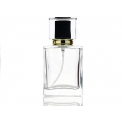Butelka szklana perfumeryjna z gwintem 50 ml przezroczysta z atomizerem i nasadką ozdobną 8203, S041-50G, g1002